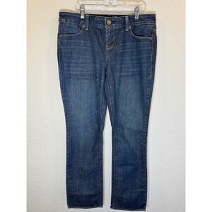 American Eagle 77 Straight Jeans Womens 10 Short Dark Wash Blue Denim Stretch